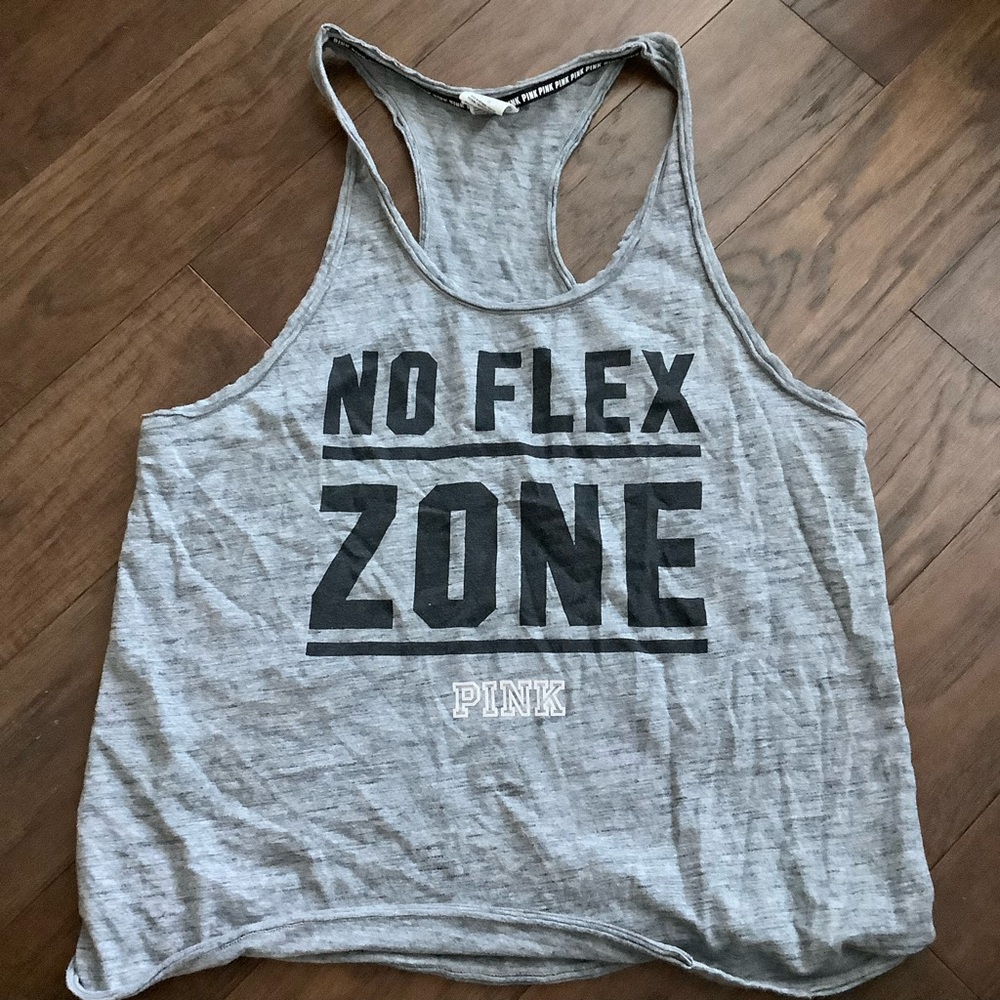 Victoria's Secret PINK Logo Graphic Tank Top Large No Flex Zone Racerback Gym
